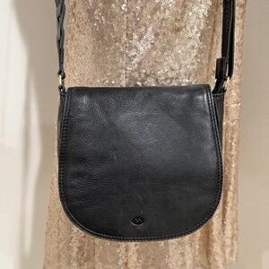 Micmacbags Women's Black Leather Daydreamer Small Crossbody Bag Saddle Bag